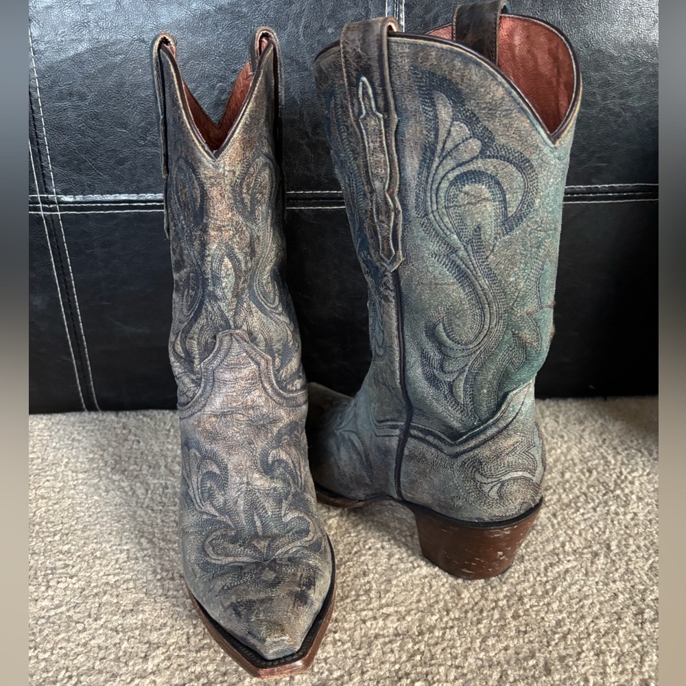 IMP DIY Dyed VTG Snip Toe Embroidered Distressed Leather Western Women's Sz 9.5